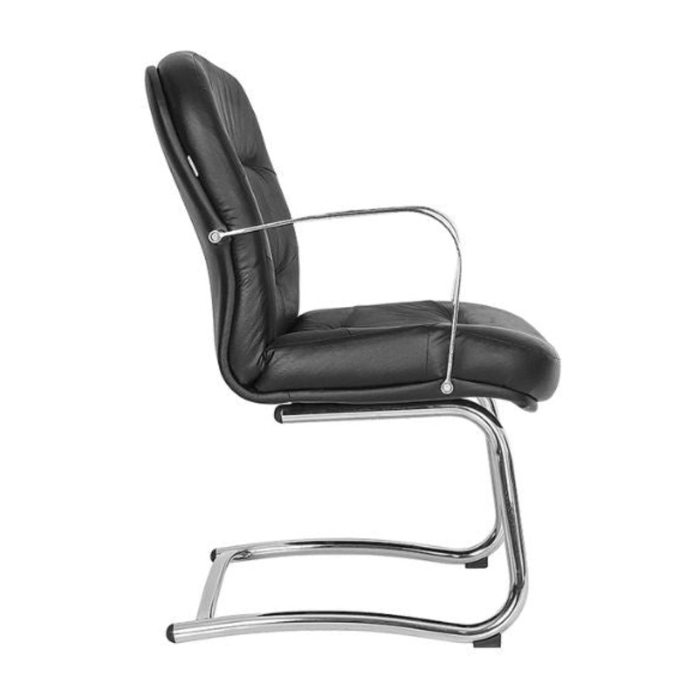 SILLÓN NOGAL BEAT E - 120 | Sillón Visitante para Oficina Sala de Espera | Base Tubular Cromada | Tapiz Piel Hule Espuma | Interior - E - 120 - ALBAR - NOGAL BEAT - Sillon