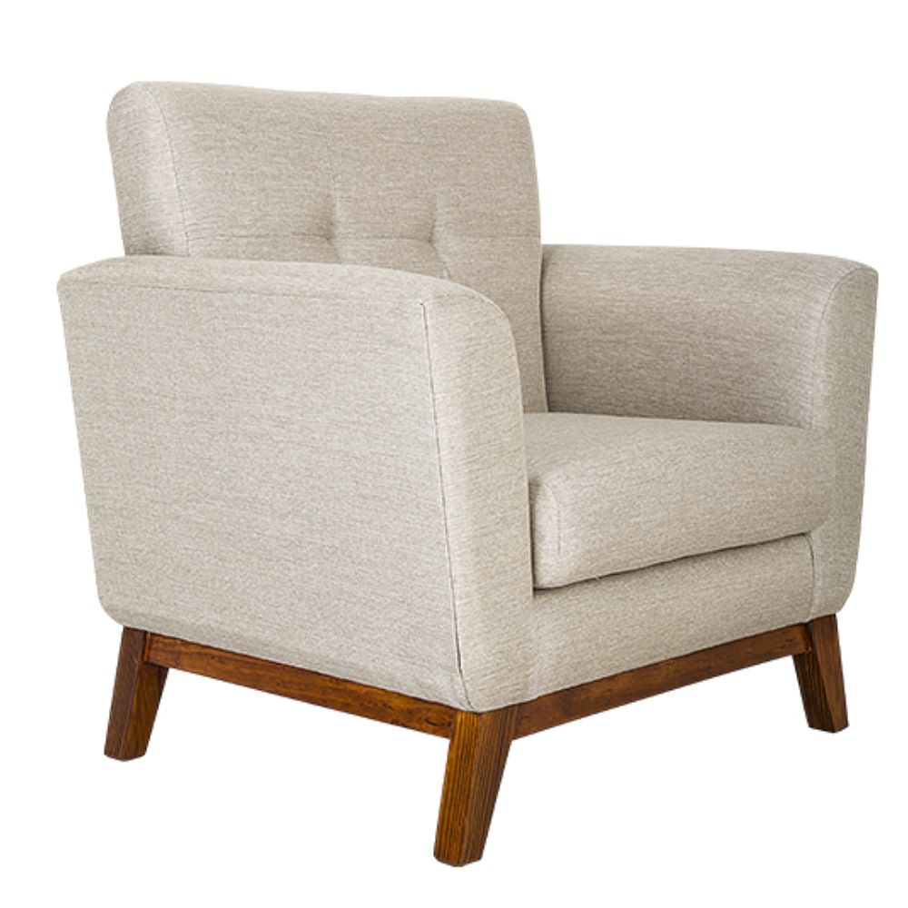 SILLÓN NOGAL BEAT LYON 1P | Sillón para Sala de Estar | Patas de Madera | Tapiz Hule Espuma | Interior - LYON 1P - ALBAR - NOGAL BEAT - Sillon
