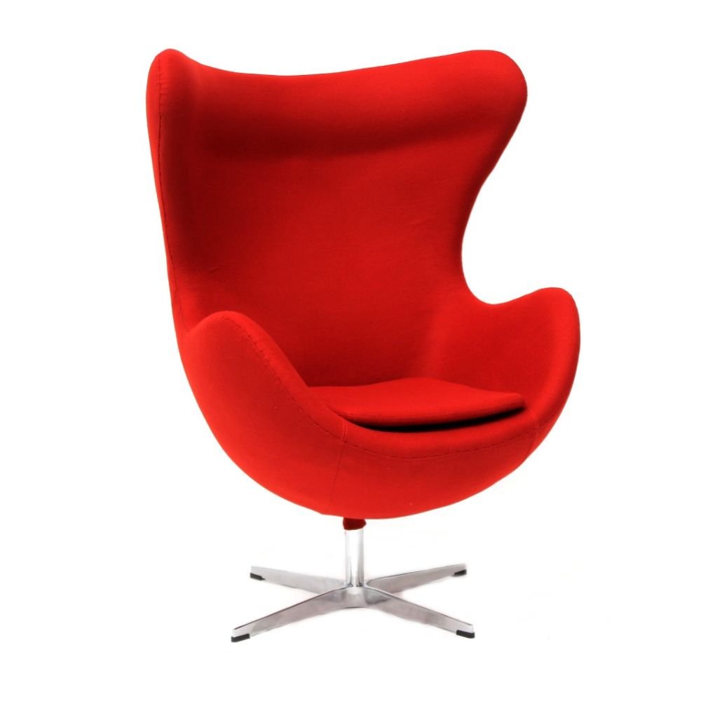 Sillón ocasional NOGAL BEAT EGG giratorio de forma envolvente, tapizado en tela con base estrella de acero.