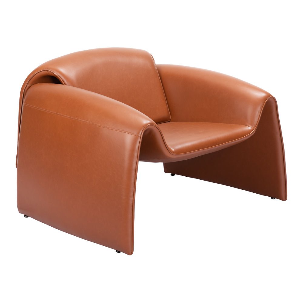 Sillón Ocasional para Área de Descanso - ZUO HORTEN - Café - Asiento y Respaldo Tapizados en Piel Sintética - 110025 - Zuo - NOGAL BEAT - Sillón Ocasional