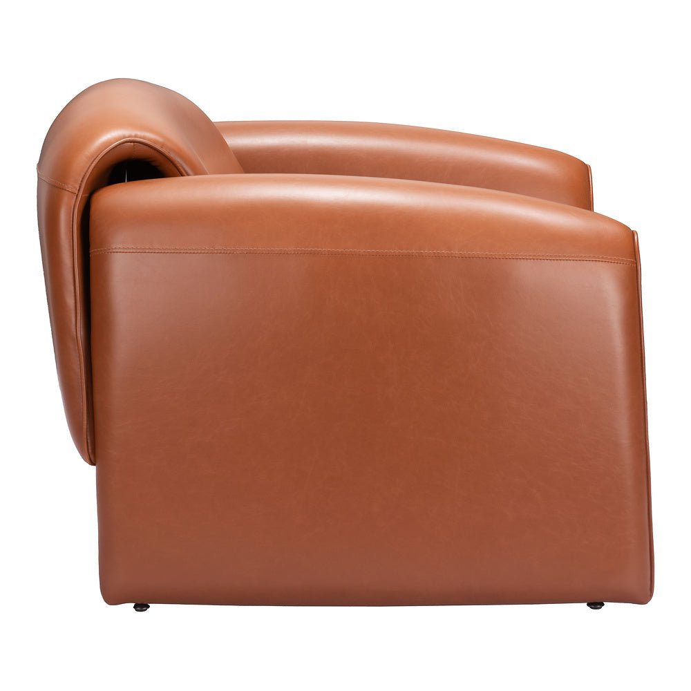 Sillón Ocasional para Área de Descanso - ZUO HORTEN - Café - Asiento y Respaldo Tapizados en Piel Sintética - 110025 - Zuo - NOGAL BEAT - Sillón Ocasional