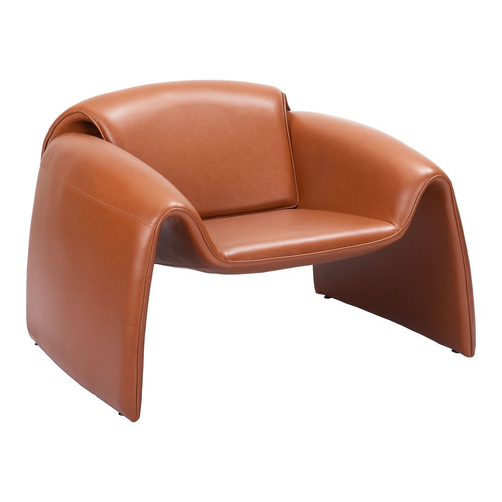 Sillón Ocasional para Área de Descanso - ZUO HORTEN - Café - Asiento y Respaldo Tapizados en Piel Sintética - 110025 - Zuo - NOGAL BEAT - Sillón Ocasional