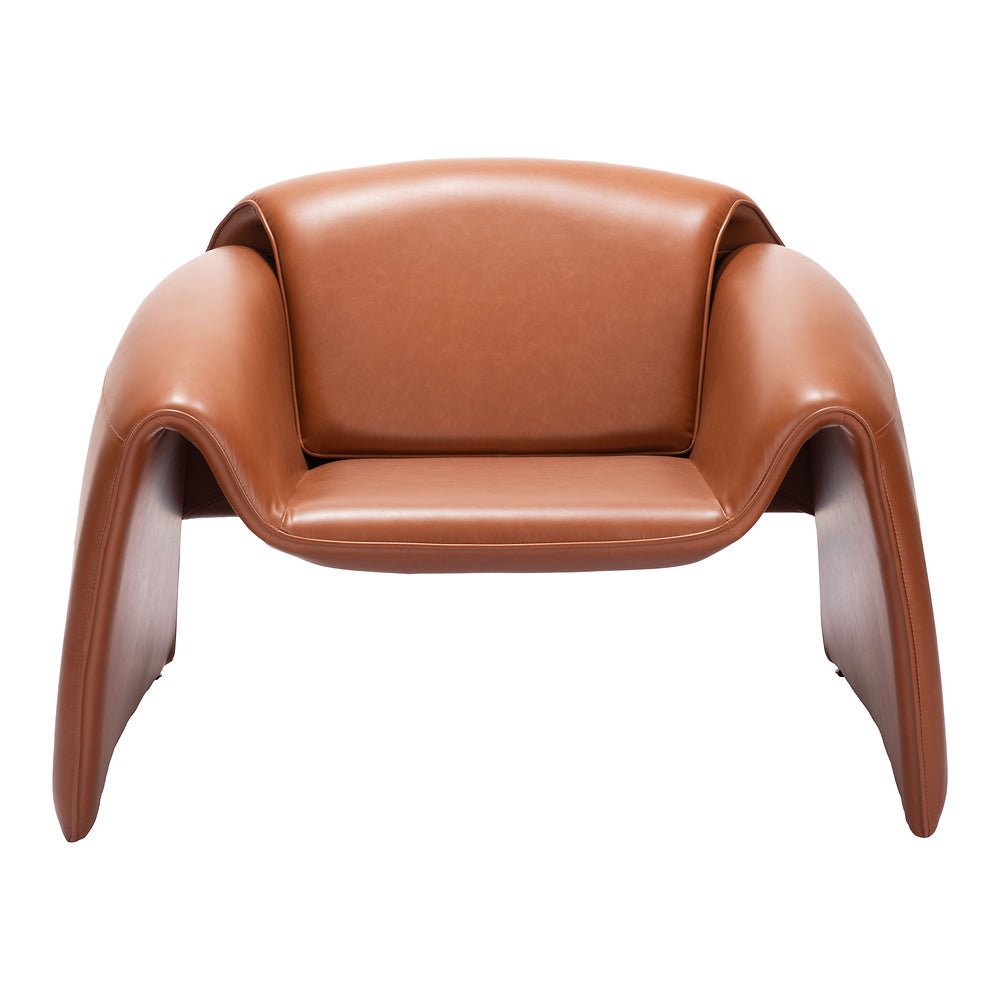 Sillón Ocasional para Área de Descanso - ZUO HORTEN - Café - Asiento y Respaldo Tapizados en Piel Sintética - 110025 - Zuo - NOGAL BEAT - Sillón Ocasional