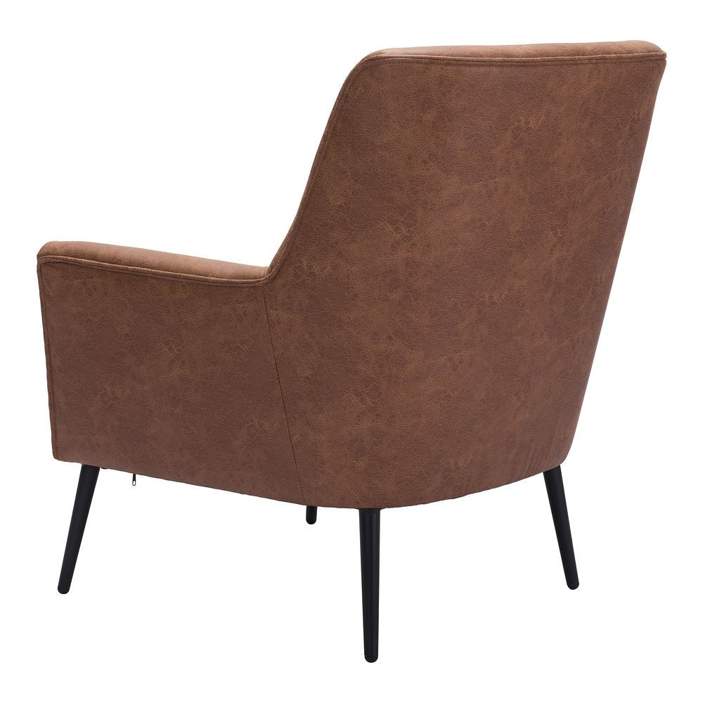 Sillón Ocasional para Área de Descanso - ZUO ONTARIO - Vintage Café - Asiento y Respaldo Tapizados en Piel Sintética - 109049 - Zuo - NOGAL BEAT - Sillón Ocasional