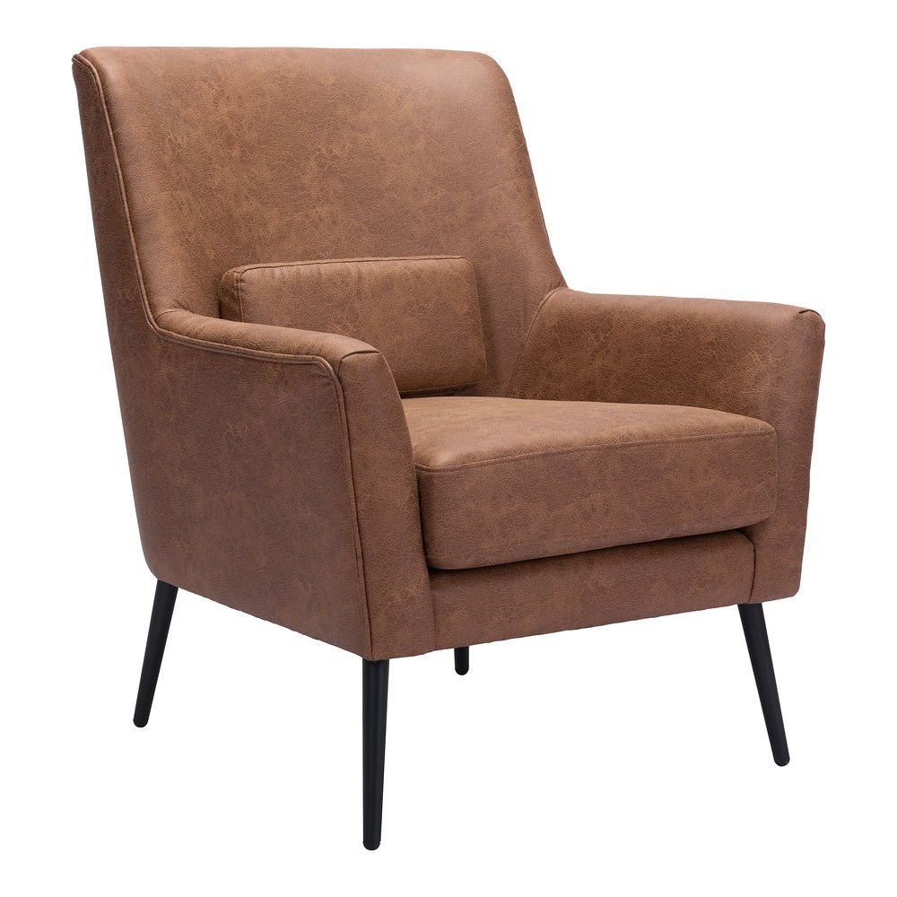 Sillón Ocasional para Área de Descanso - ZUO ONTARIO - Vintage Café - Asiento y Respaldo Tapizados en Piel Sintética - 109049 - Zuo - NOGAL BEAT - Sillón Ocasional