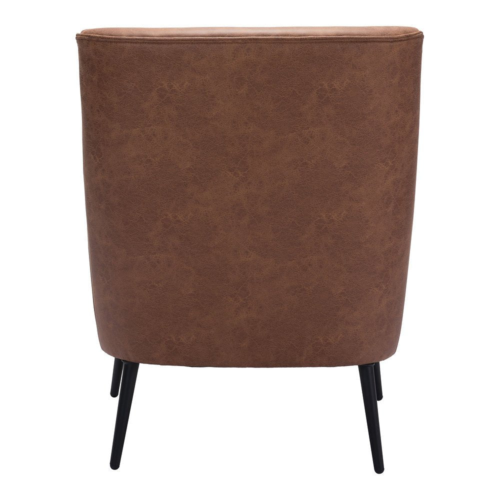 Sillón Ocasional para Área de Descanso - ZUO ONTARIO - Vintage Café - Asiento y Respaldo Tapizados en Piel Sintética - 109049 - Zuo - NOGAL BEAT - Sillón Ocasional