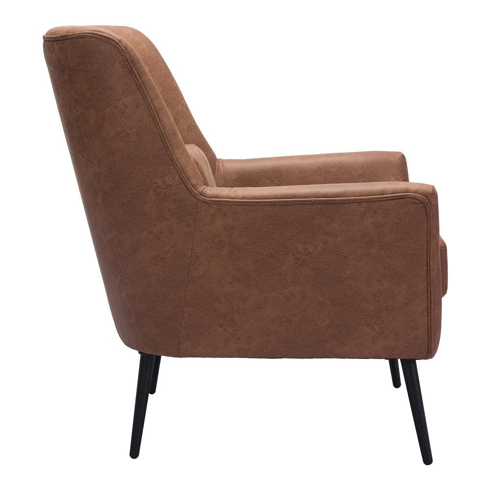 Sillón Ocasional para Área de Descanso - ZUO ONTARIO - Vintage Café - Asiento y Respaldo Tapizados en Piel Sintética - 109049 - Zuo - NOGAL BEAT - Sillón Ocasional
