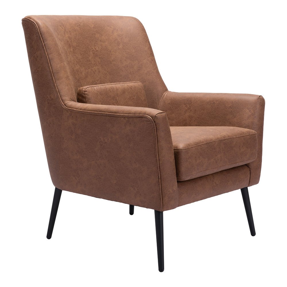 Sillón Ocasional para Área de Descanso - ZUO ONTARIO - Vintage Café - Asiento y Respaldo Tapizados en Piel Sintética - 109049 - Zuo - NOGAL BEAT - Sillón Ocasional