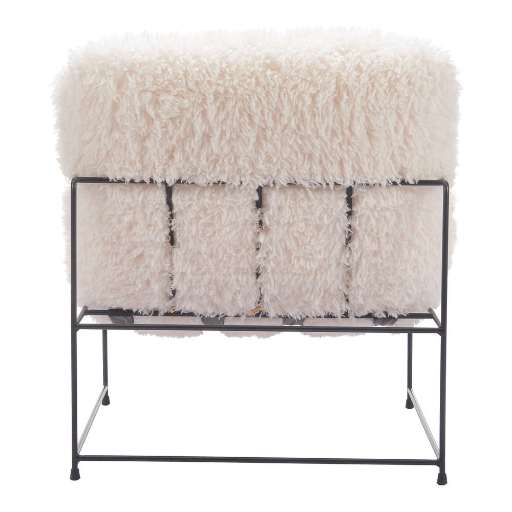 Sillón Ocasional para Área de Descanso - ZUO PELUT - Blanco - Asiento y Respaldo Tapizados - 110202 - Zuo - NOGAL BEAT - Sillón Ocasional