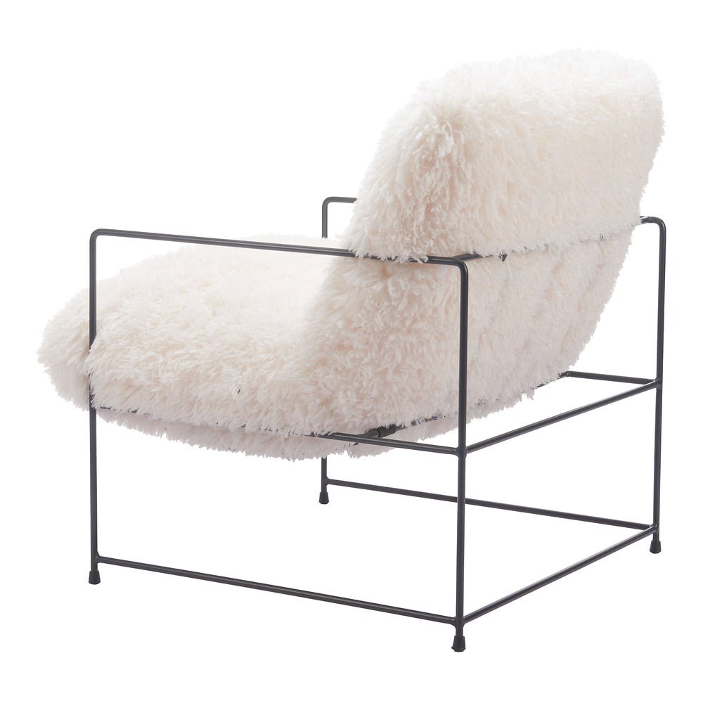 Sillón Ocasional para Área de Descanso - ZUO PELUT - Blanco - Asiento y Respaldo Tapizados - 110202 - Zuo - NOGAL BEAT - Sillón Ocasional