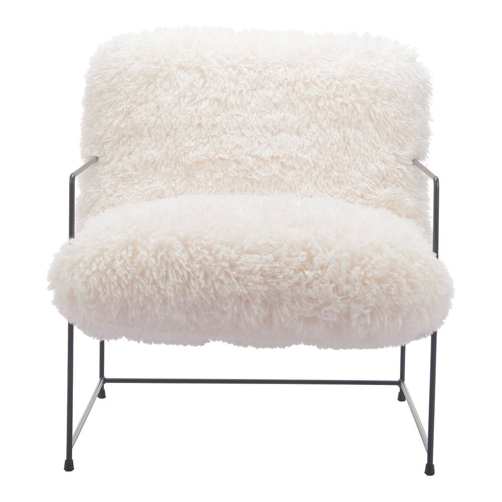 Sillón Ocasional para Área de Descanso - ZUO PELUT - Blanco - Asiento y Respaldo Tapizados - 110202 - Zuo - NOGAL BEAT - Sillón Ocasional