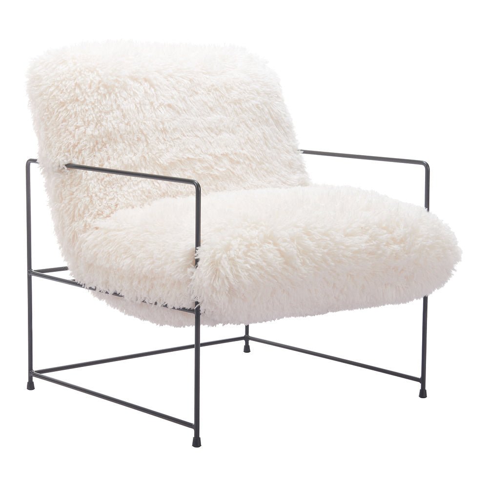 Sillón Ocasional para Área de Descanso - ZUO PELUT - Blanco - Asiento y Respaldo Tapizados - 110202 - Zuo - NOGAL BEAT - Sillón Ocasional