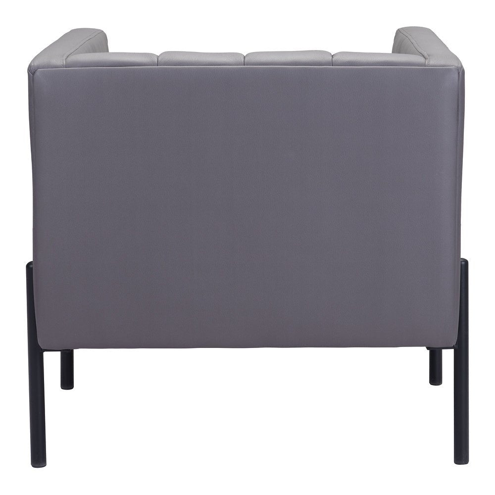 Sillón Ocasional para Boutique - ZUO JESS - Gris - Asiento y Respaldo Tapizados en Piel Sintética - 101856 - Zuo - NOGAL BEAT - Sillón Ocasional