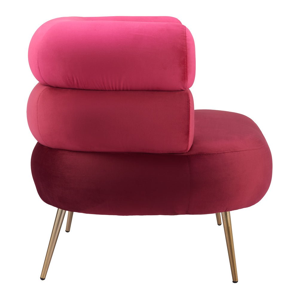 Sillón Ocasional para Consultorio - ZUO ARISH - Rojo - Asiento y Respaldo Tapizados en Tela Tipo Terciopelo - 109999 - Zuo - NOGAL BEAT - Sillón Ocasional