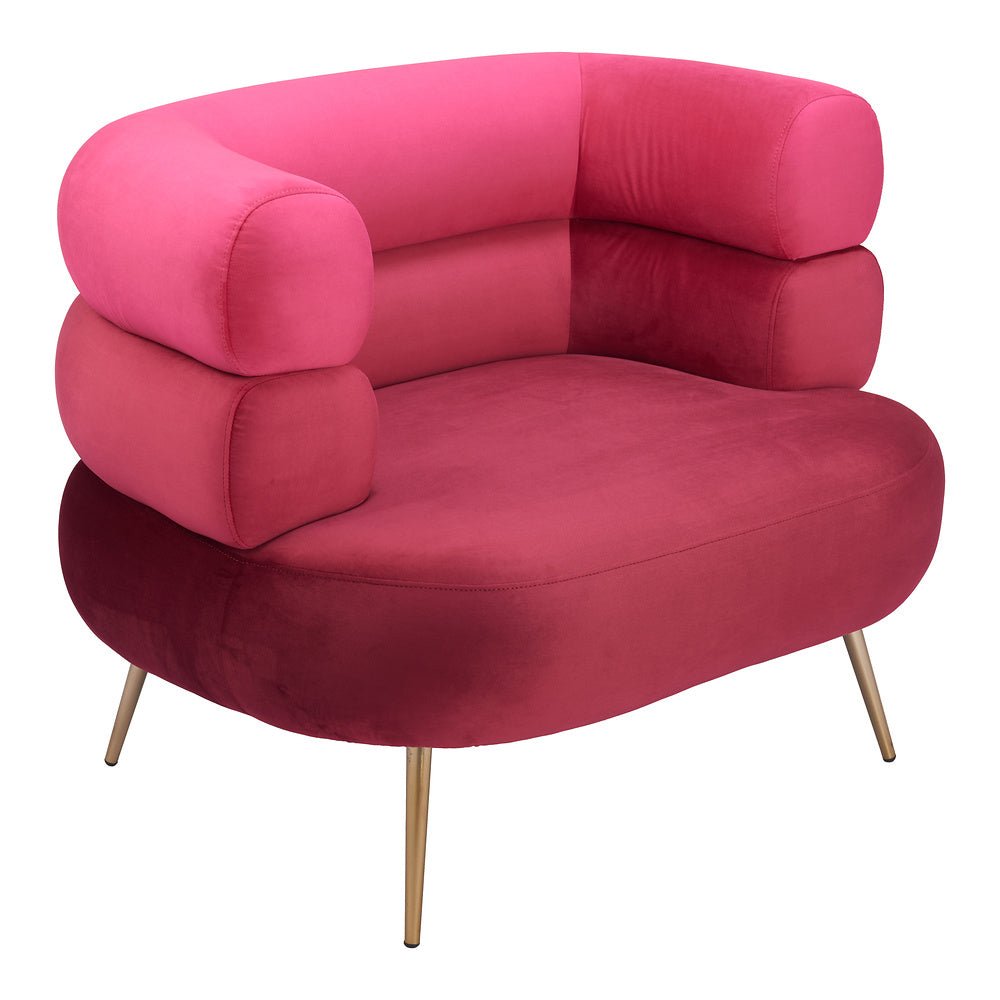 Sillón Ocasional para Consultorio - ZUO ARISH - Rojo - Asiento y Respaldo Tapizados en Tela Tipo Terciopelo - 109999 - Zuo - NOGAL BEAT - Sillón Ocasional