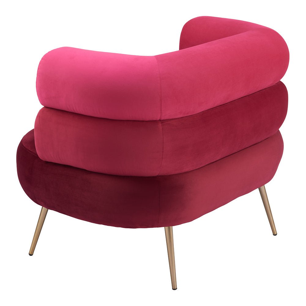 Sillón Ocasional para Consultorio - ZUO ARISH - Rojo - Asiento y Respaldo Tapizados en Tela Tipo Terciopelo - 109999 - Zuo - NOGAL BEAT - Sillón Ocasional