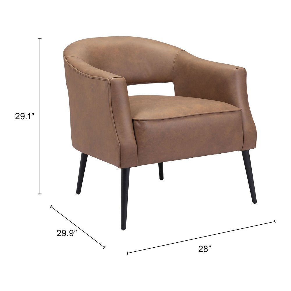 Sillón Ocasional para Consultorio - ZUO BERKELEY - Varios Colores - Asiento y Respaldo Tapizados en Piel Sintética - 109051 - Zuo - NOGAL BEAT - Sillón Ocasional