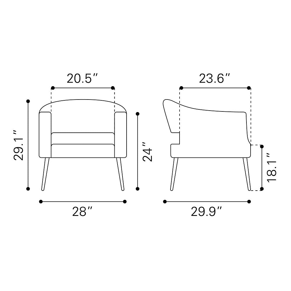 Sillón Ocasional para Consultorio - ZUO BERKELEY - Varios Colores - Asiento y Respaldo Tapizados en Piel Sintética - 109052 - Zuo - NOGAL BEAT - Sillón Ocasional