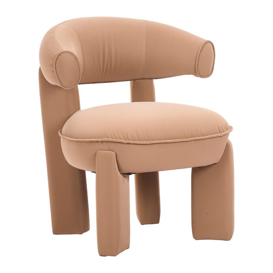 Sillón Ocasional para Coworking - ZUO COTSEN - Camel - Asiento y Respaldo Tapizados en Piel Sintética - 110928 - Zuo - NOGAL BEAT - Sillón Ocasional