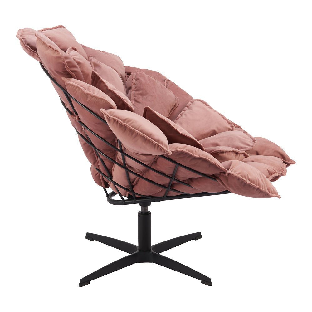 Sillón Ocasional para Coworking - ZUO KIPAS - Rosa - Asiento y Respaldo Tapizados en Tela Tipo Terciopelo - 110339 - Zuo - NOGAL BEAT - Sillón Ocasional