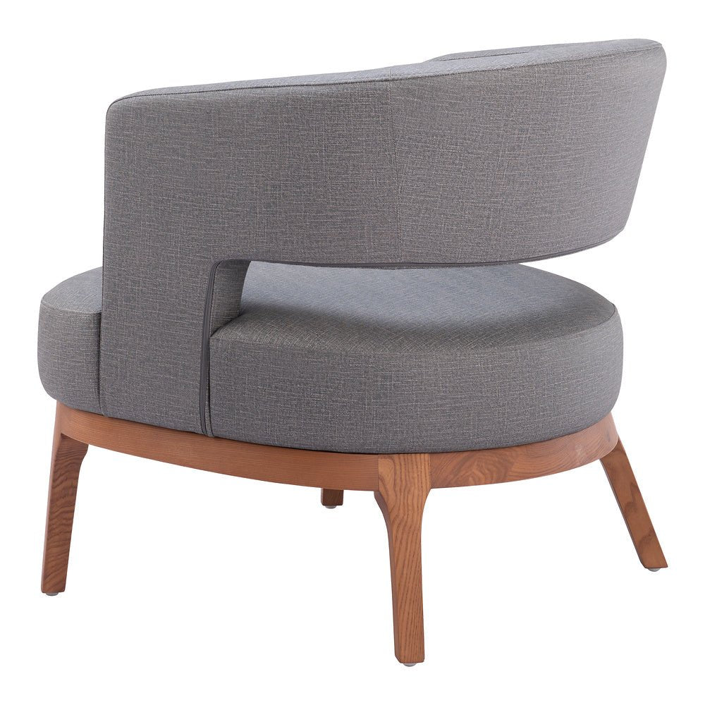 Sillón Ocasional para Coworking - ZUO PENRYN - Gris Pizarra - Asiento y Respaldo Tapizados en Lino Sintético - 110112 - Zuo - NOGAL BEAT - Sillón Ocasional