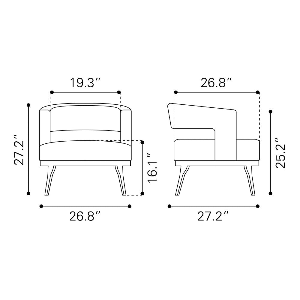 Sillón Ocasional para Coworking - ZUO PENRYN - Gris Pizarra - Asiento y Respaldo Tapizados en Lino Sintético - 110112 - Zuo - NOGAL BEAT - Sillón Ocasional