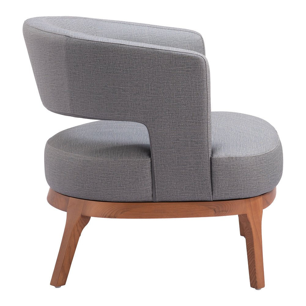 Sillón Ocasional para Coworking - ZUO PENRYN - Gris Pizarra - Asiento y Respaldo Tapizados en Lino Sintético - 110112 - Zuo - NOGAL BEAT - Sillón Ocasional