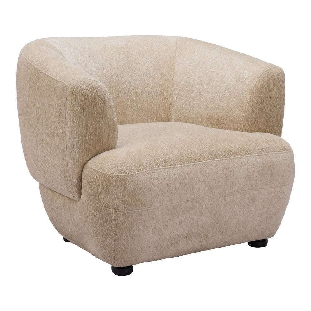 Sillón Ocasional para Lounge - ZUO BEKKER - Beige Dorado - Asiento y Respaldo Tapizados en Tejido Texturizado - 110007 - Zuo - NOGAL BEAT - Sillón Ocasional