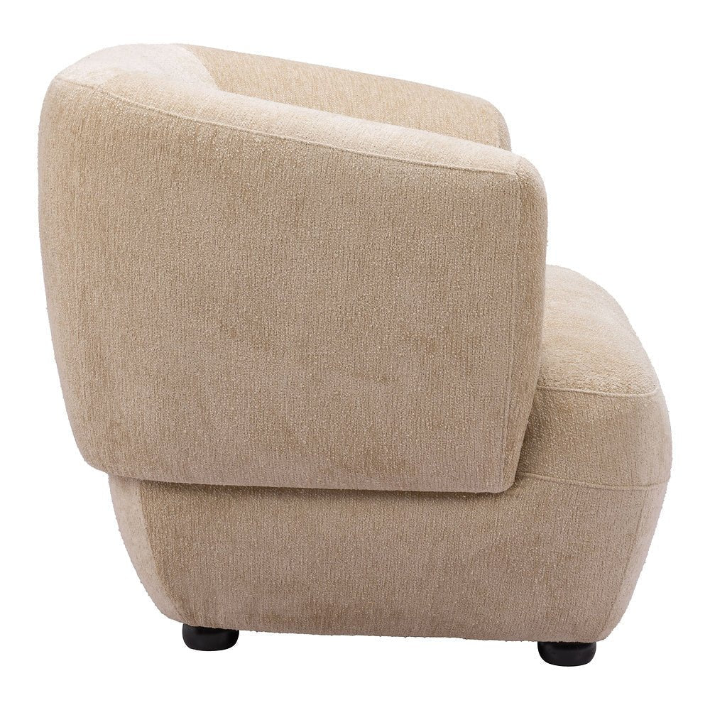 Sillón Ocasional para Lounge - ZUO BEKKER - Beige Dorado - Asiento y Respaldo Tapizados en Tejido Texturizado - 110007 - Zuo - NOGAL BEAT - Sillón Ocasional