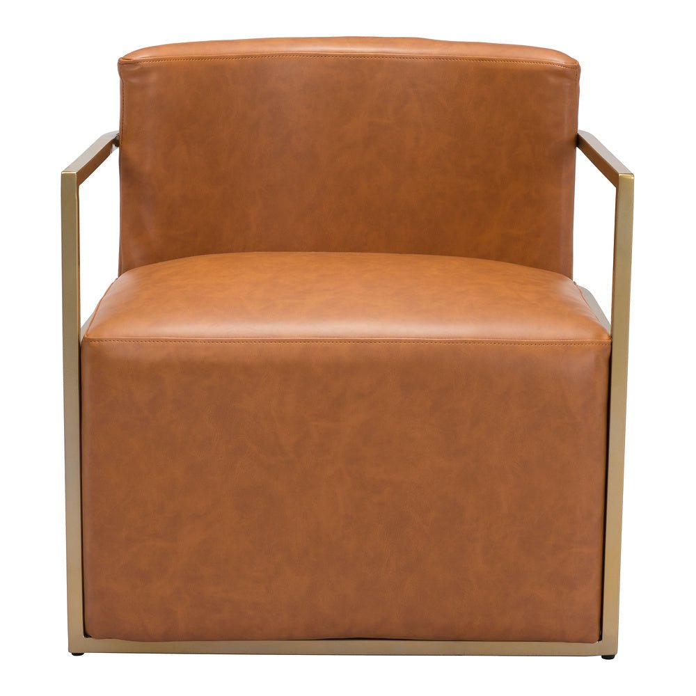 Sillón Ocasional para Lounge - ZUO XANDER - Café - Asiento y Respaldo Tapizados en Piel Sintética - 102053 - Zuo - NOGAL BEAT - Sillón Ocasional