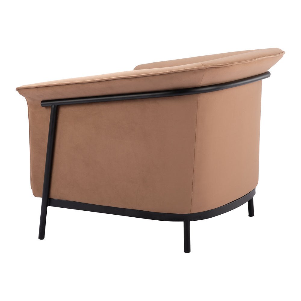 Sillón Ocasional para Recepción - ZUO BURRY - Camel - Asiento y Respaldo Tapizados - 110117 - Zuo - NOGAL BEAT - Sillón Ocasional
