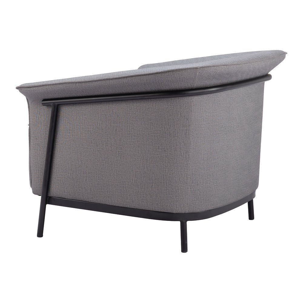 Sillón Ocasional para Recepción - ZUO BURRY - Gris Pizarra - Asiento y Respaldo Tapizados en Lino Sintético - 110116 - Zuo - NOGAL BEAT - Sillón Ocasional
