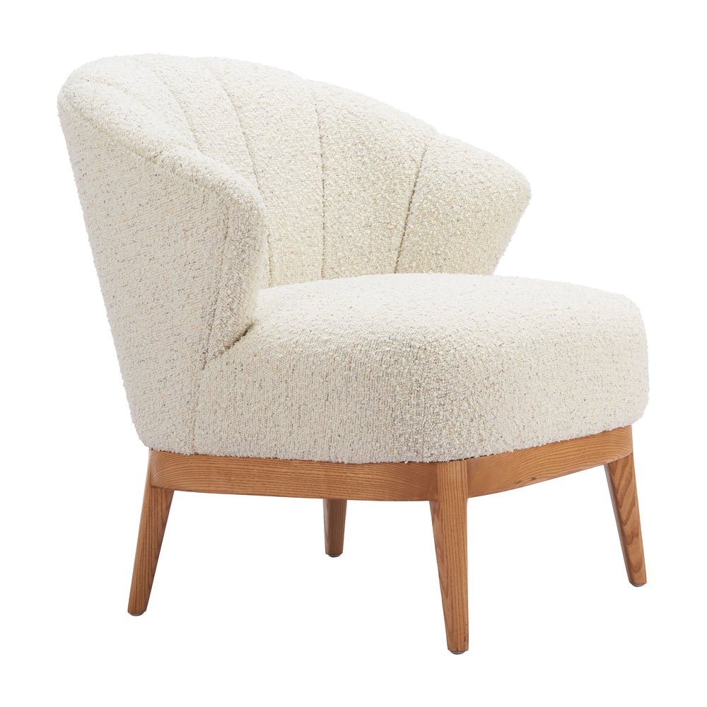 Sillón Ocasional para Recepción - ZUO LEQUE - Beige Tostado - Asiento y Respaldo Tapizados en Tejido Texturizado - 110474 - Zuo - NOGAL BEAT - Sillón Ocasional
