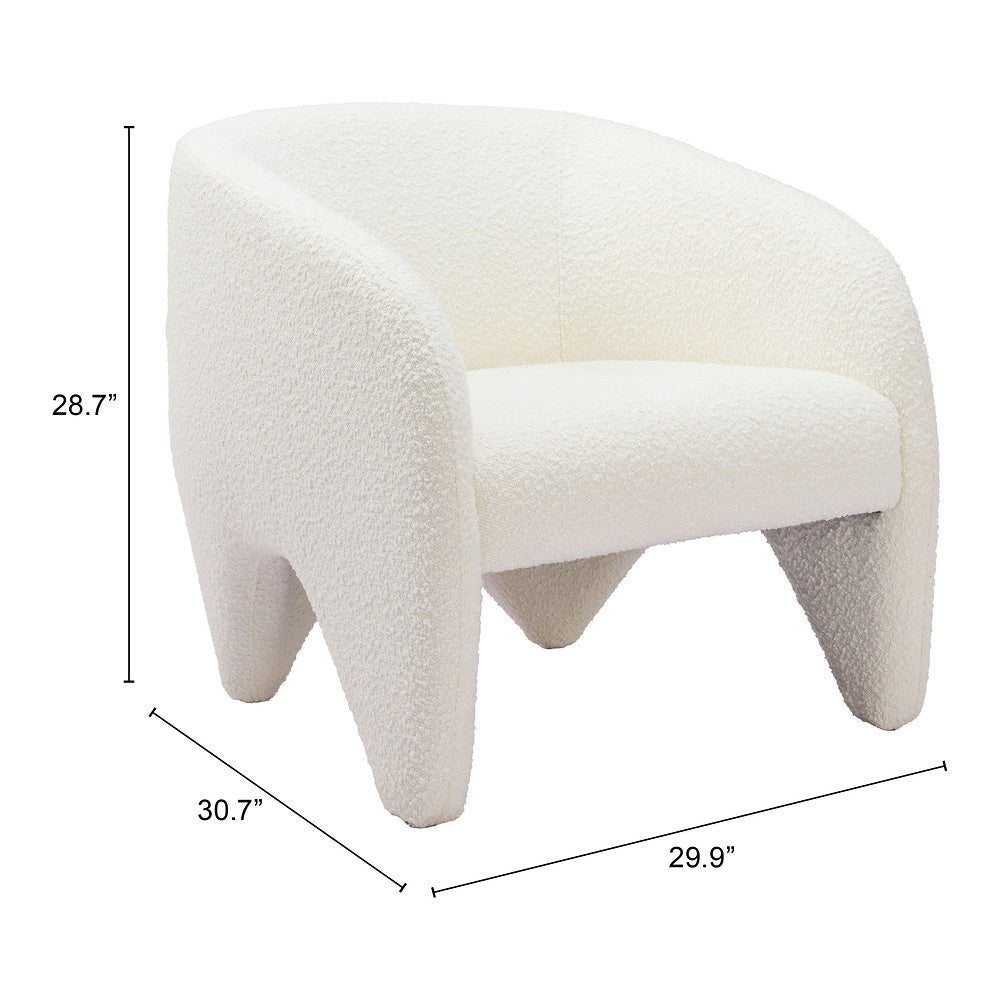 Sillón Ocasional para Recepción - ZUO LOPTA - Blanco - Asiento y Respaldo Tapizados en Tela Tipo Borrego - 110279 - Zuo - NOGAL BEAT - Sillón Ocasional