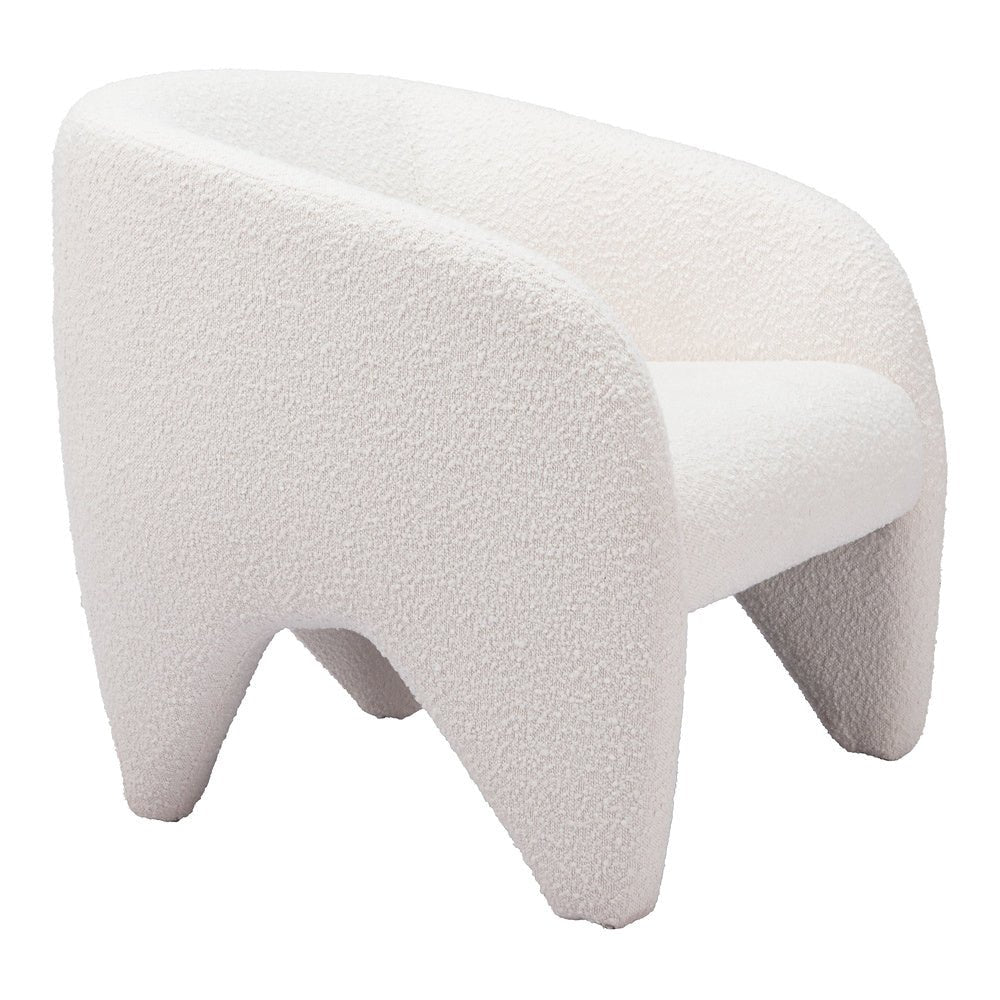 Sillón Ocasional para Recepción - ZUO LOPTA - Blanco - Asiento y Respaldo Tapizados en Tela Tipo Borrego - 110279 - Zuo - NOGAL BEAT - Sillón Ocasional