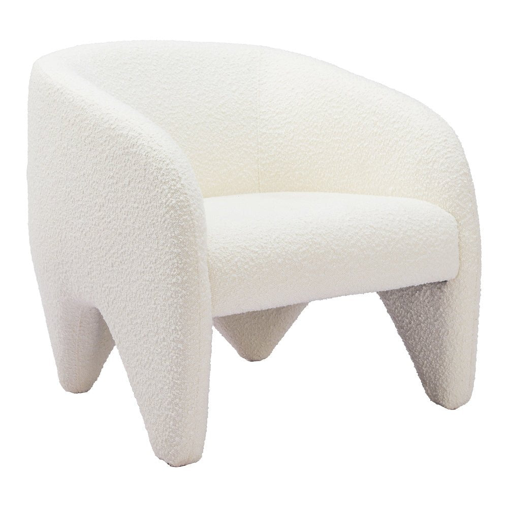 Sillón Ocasional para Recepción - ZUO LOPTA - Blanco - Asiento y Respaldo Tapizados en Tela Tipo Borrego - 110279 - Zuo - NOGAL BEAT - Sillón Ocasional