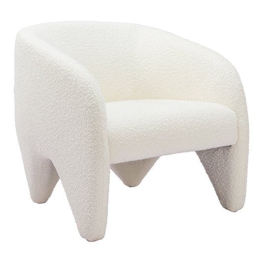 Sillón Ocasional para Recepción - ZUO LOPTA - Blanco - Asiento y Respaldo Tapizados en Tela Tipo Borrego - 110279 - Zuo - NOGAL BEAT - Sillón Ocasional