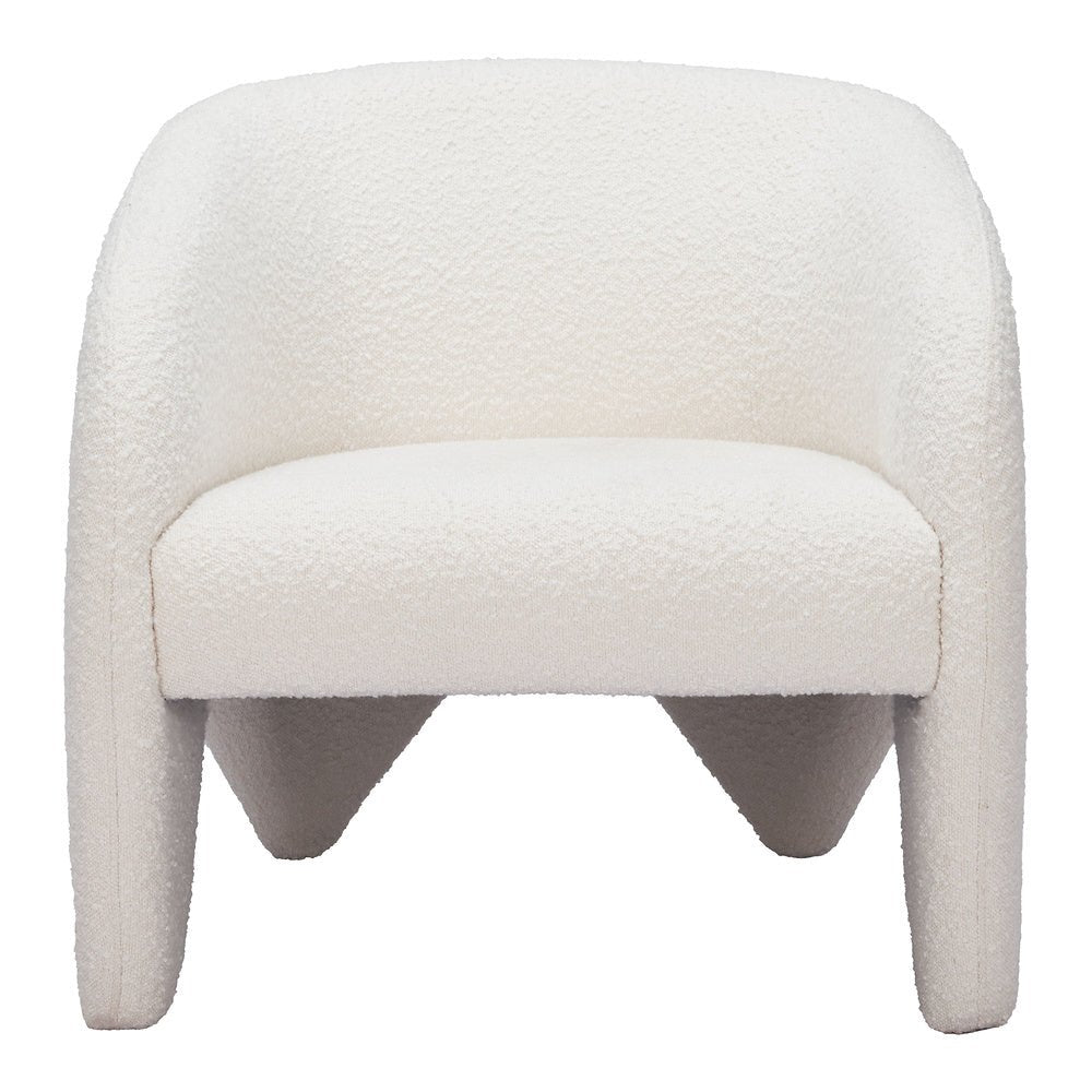 Sillón Ocasional para Recepción - ZUO LOPTA - Blanco - Asiento y Respaldo Tapizados en Tela Tipo Borrego - 110279 - Zuo - NOGAL BEAT - Sillón Ocasional