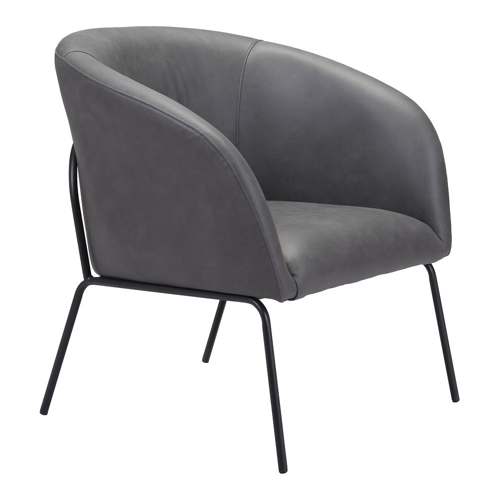 Sillón Ocasional para Recepción - ZUO QUINTEN - Varios Colores - Asiento y Respaldo Tapizados en Piel Sintética - 109056 - Zuo - NOGAL BEAT - Sillón Ocasional