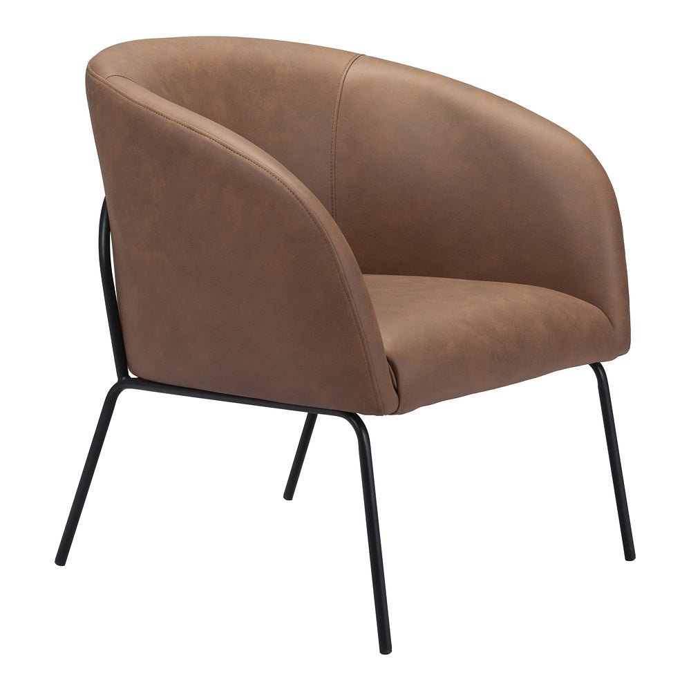 Sillón Ocasional para Recepción - ZUO QUINTEN - Varios Colores - Asiento y Respaldo Tapizados en Piel Sintética - 109055 - Zuo - NOGAL BEAT - Sillón Ocasional