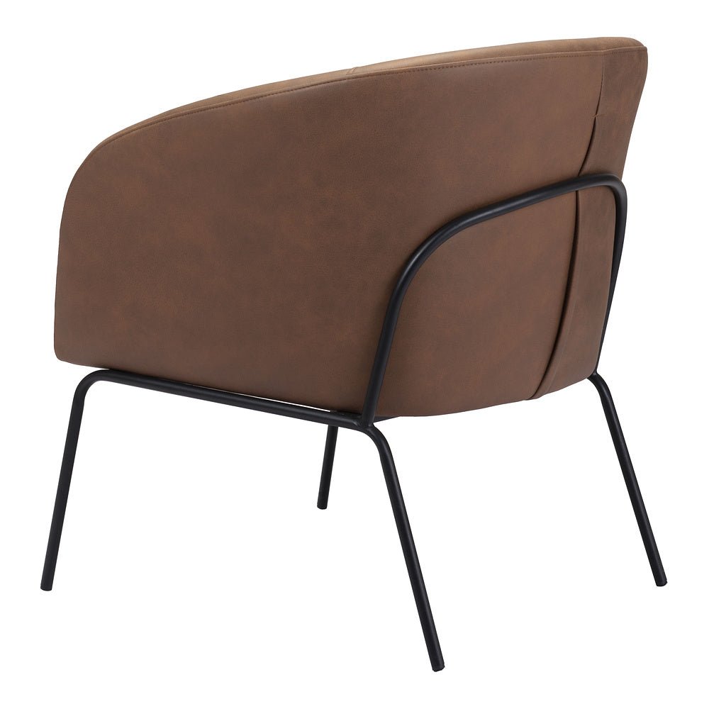 Sillón Ocasional para Recepción - ZUO QUINTEN - Varios Colores - Asiento y Respaldo Tapizados en Piel Sintética - 109055 - Zuo - NOGAL BEAT - Sillón Ocasional