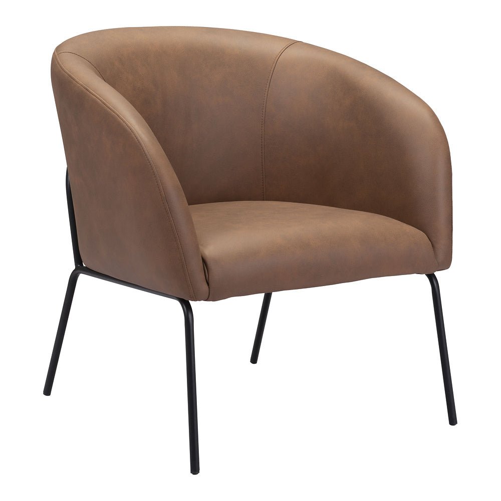 Sillón Ocasional para Recepción - ZUO QUINTEN - Varios Colores - Asiento y Respaldo Tapizados en Piel Sintética - 109055 - Zuo - NOGAL BEAT - Sillón Ocasional