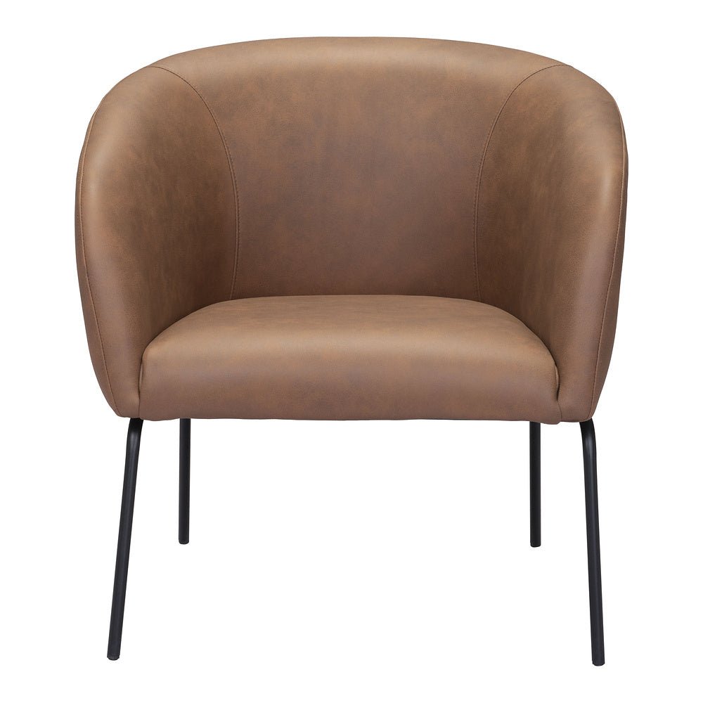 Sillón Ocasional para Recepción - ZUO QUINTEN - Varios Colores - Asiento y Respaldo Tapizados en Piel Sintética - 109055 - Zuo - NOGAL BEAT - Sillón Ocasional