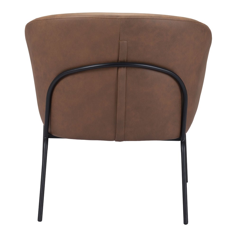 Sillón Ocasional para Recepción - ZUO QUINTEN - Varios Colores - Asiento y Respaldo Tapizados en Piel Sintética - 109055 - Zuo - NOGAL BEAT - Sillón Ocasional