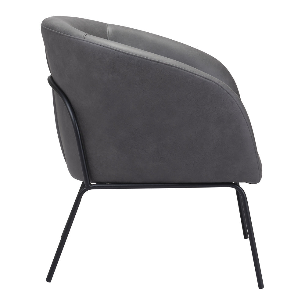 Sillón Ocasional para Recepción - ZUO QUINTEN - Varios Colores - Asiento y Respaldo Tapizados en Piel Sintética - 109056 - Zuo - NOGAL BEAT - Sillón Ocasional
