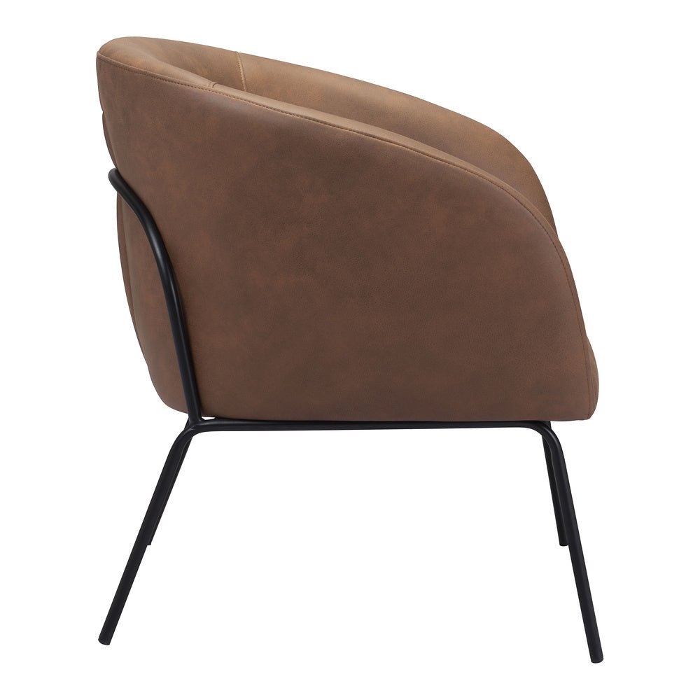 Sillón Ocasional para Recepción - ZUO QUINTEN - Varios Colores - Asiento y Respaldo Tapizados en Piel Sintética - 109055 - Zuo - NOGAL BEAT - Sillón Ocasional