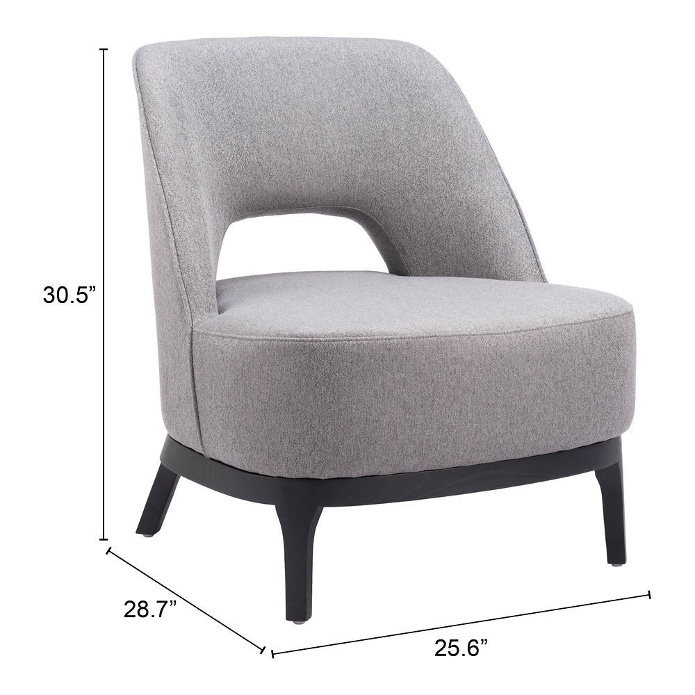 Sillón Ocasional para Sala de Espera - ZUO MISTLEY - Gris - Asiento y Respaldo Tapizados - 110110 - Zuo - NOGAL BEAT - Sillón Ocasional