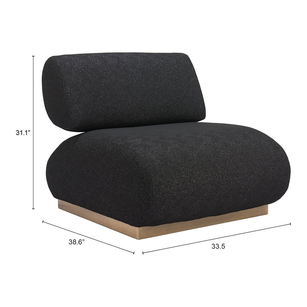 Sillón Ocasional para Salón de Belleza - ZUO BARSA - Negro - Asiento y Respaldo Tapizados en Tejido Texturizado - 109932 - Zuo - NOGAL BEAT - Sillón Ocasional