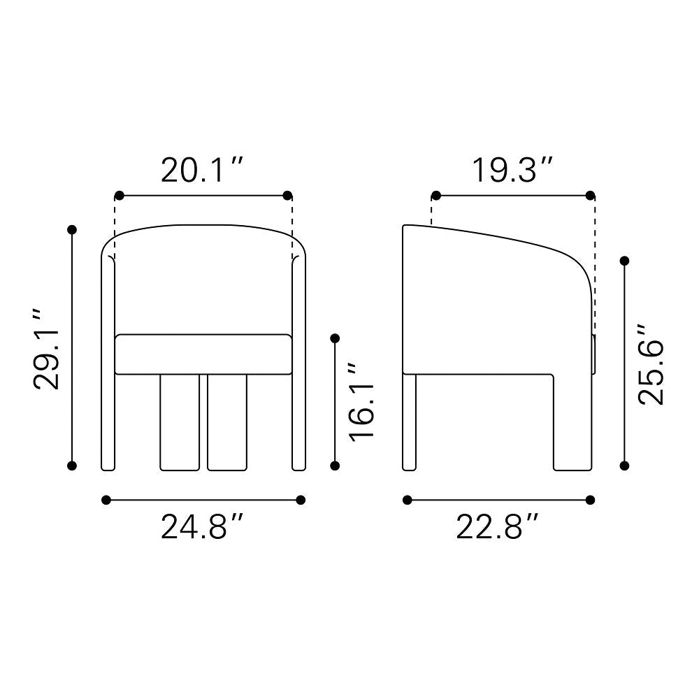 Sillón Ocasional para Salón de Belleza - ZUO HULL - Gris Pizarra - Asiento y Respaldo Tapizados en Lino Sintético - 110105 - Zuo - NOGAL BEAT - Sillón Ocasional