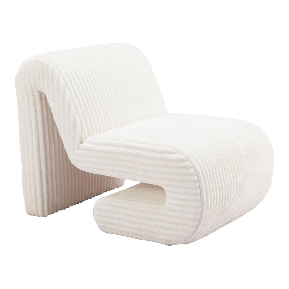 Sillón Ocasional para Salón de Belleza - ZUO OPAM - Blanco - Asiento y Respaldo Tapizados en Pana - 110283 - Zuo - NOGAL BEAT - Sillón Ocasional